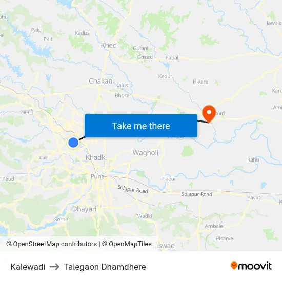 कालेवाड़ी to तालेगाव धामधेरे map