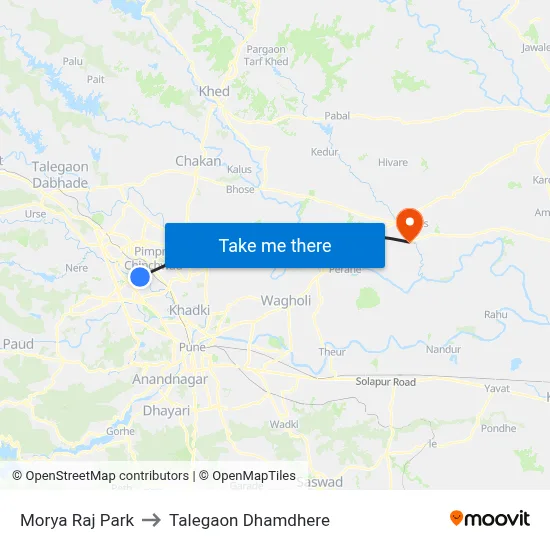 मोर्या राज पार्क to तालेगाव धामधेरे map
