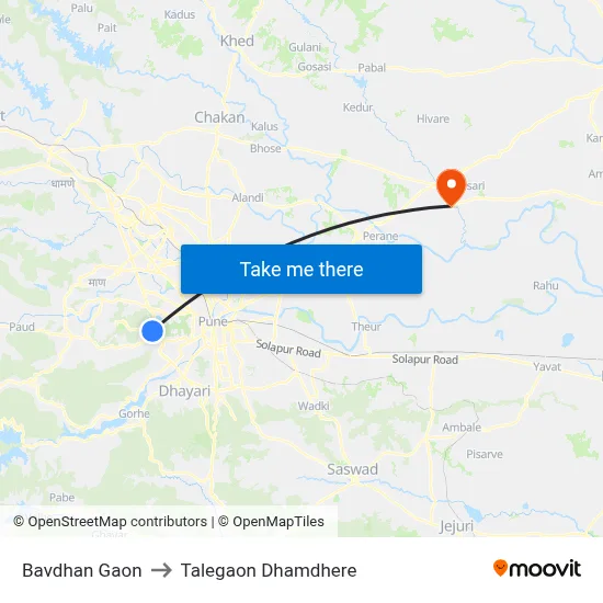 बावधन गाव to तालेगाव धामधेरे map