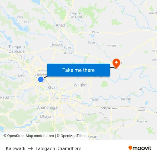 कालेवाड़ी to तालेगाव धामधेरे map