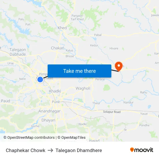 चाफेकर चौक to तालेगाव धामधेरे map