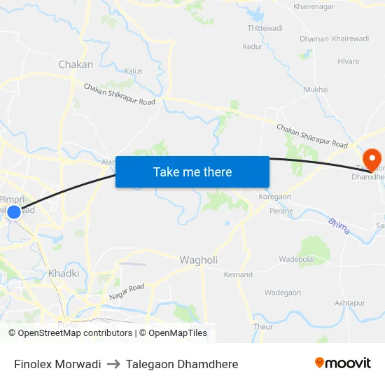 फिनोलेक्स मोरवाडी to तालेगाव धामधेरे map