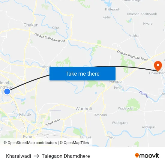खरालवाड़ी to तालेगाव धामधेरे map