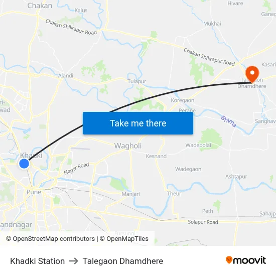 खडकी स्टेशन to तालेगाव धामधेरे map