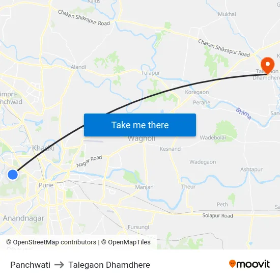 पंचवटी to तालेगाव धामधेरे map