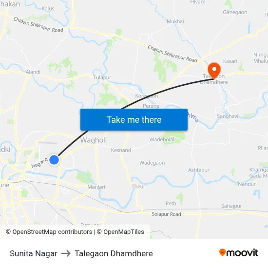 सुनीता नगर to तालेगाव धामधेरे map