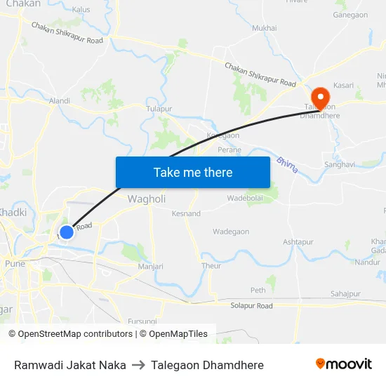 रामवाडी जकात नाका to तालेगाव धामधेरे map