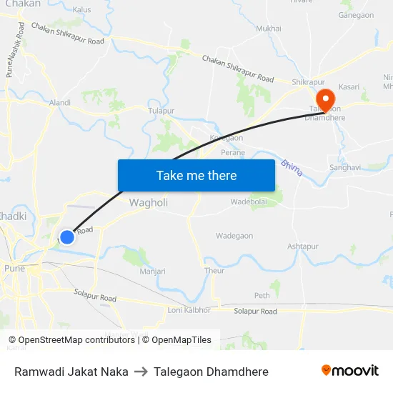रामवाडी जकात नाका to तालेगाव धामधेरे map