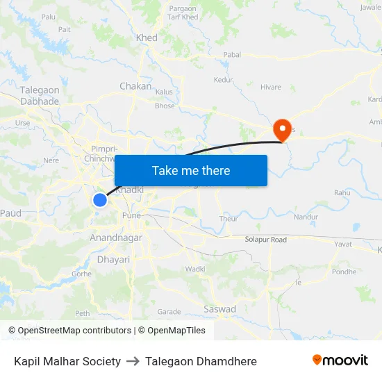 कपिल मल्हार सोसायटी to तालेगाव धामधेरे map