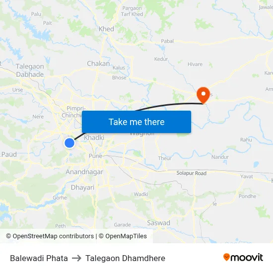 बालेवाड़ी फाटा to तालेगाव धामधेरे map