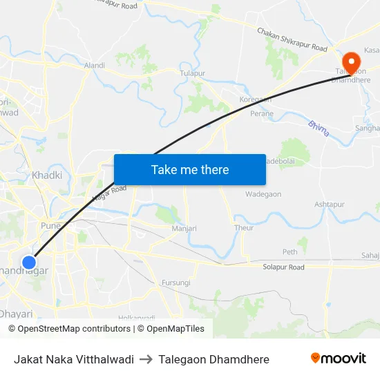 जकात नाका विठ्ठलवाड़ी to तालेगाव धामधेरे map