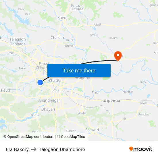 एरा बेकरी to तालेगाव धामधेरे map