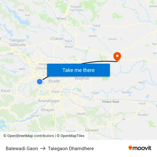 बालेवाडी गाव to तालेगाव धामधेरे map