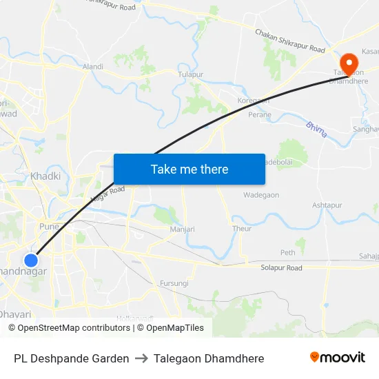 पी एल देशपांडे गार्डन to तालेगाव धामधेरे map
