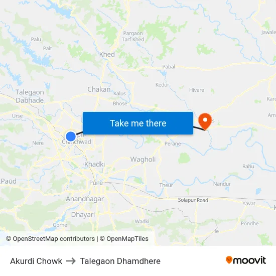 अकुर्डी चौक to तालेगाव धामधेरे map