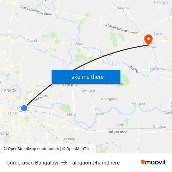 गुरुप्रसाद बंगला to तालेगाव धामधेरे map