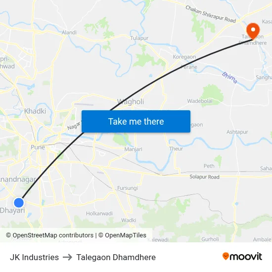 जेके इंडस्ट्रीज to तालेगाव धामधेरे map