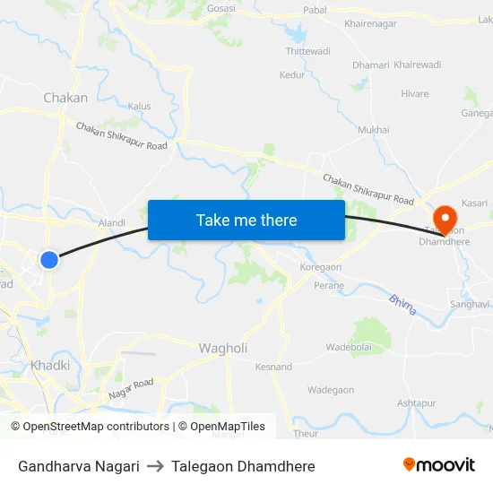 गंधर्व नगरी to तालेगाव धामधेरे map