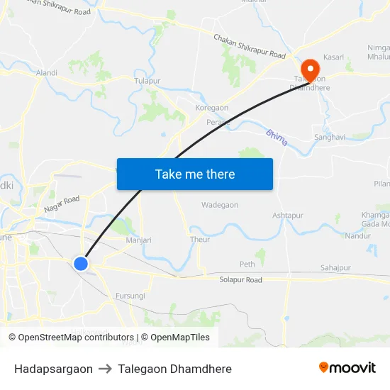 हड़पसरगाव to तालेगाव धामधेरे map