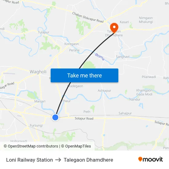 लोनी रेलवे स्टेशन to तालेगाव धामधेरे map