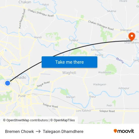 ब्रेमेन चौक to तालेगाव धामधेरे map