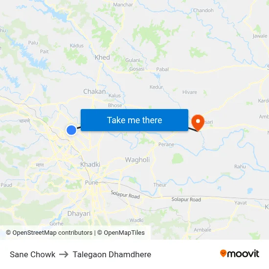 साने चौक to तालेगाव धामधेरे map