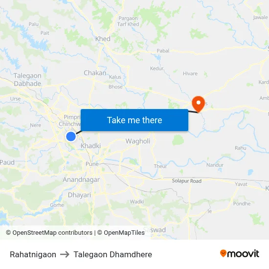 रहटनीगाव to तालेगाव धामधेरे map