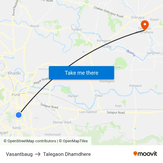 वसंतबाग to तालेगाव धामधेरे map