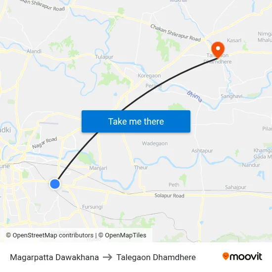 मगरपट्टा दवाखाना to तालेगाव धामधेरे map