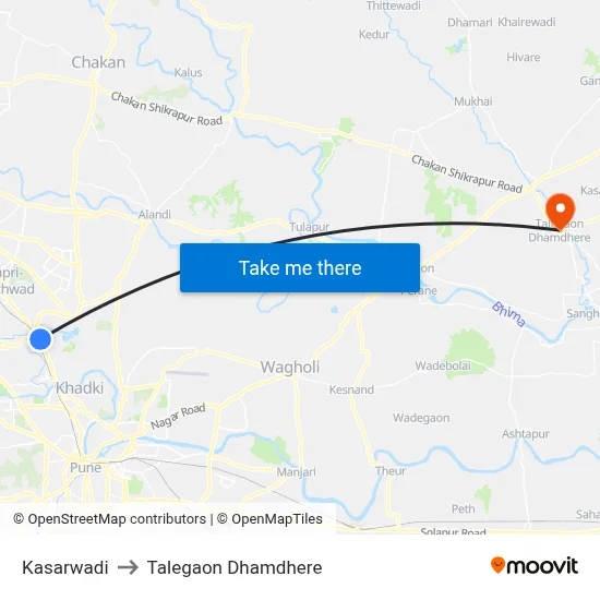 कसारवाड़ी to तालेगाव धामधेरे map