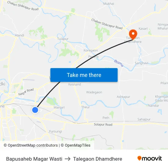 बापूसाहेब मगर वस्ती to तालेगाव धामधेरे map