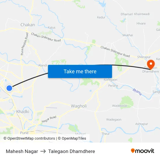 महेश नगर to तालेगाव धामधेरे map