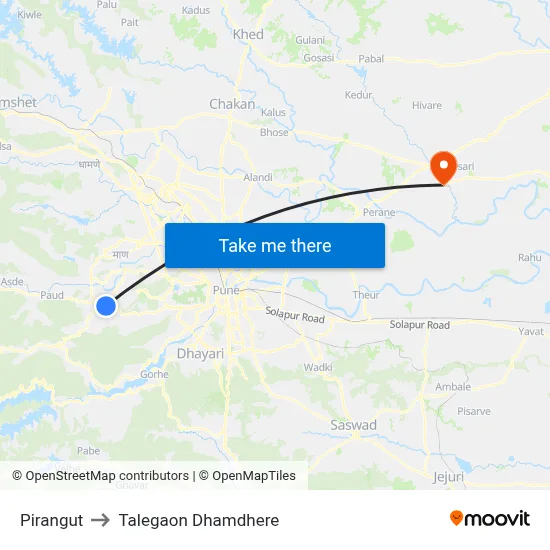 पिरंगुत to तालेगाव धामधेरे map