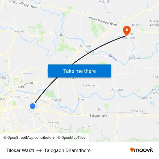टिलेकर वस्ती to तालेगाव धामधेरे map
