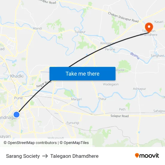 सारंग सोसाइटी to तालेगाव धामधेरे map