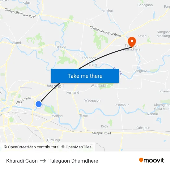 खराडी गाव to तालेगाव धामधेरे map