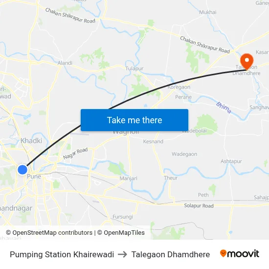 पंपिंग स्टेशन खैरेवाड़ी to तालेगाव धामधेरे map