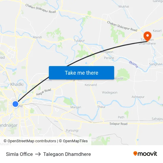 सिमला ऑफिस to तालेगाव धामधेरे map