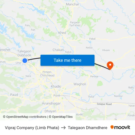 विप्रज कंपनी (लिंब फाटा) to तालेगाव धामधेरे map