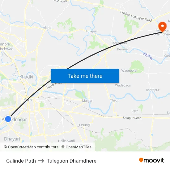 गलिंडे पथ to तालेगाव धामधेरे map