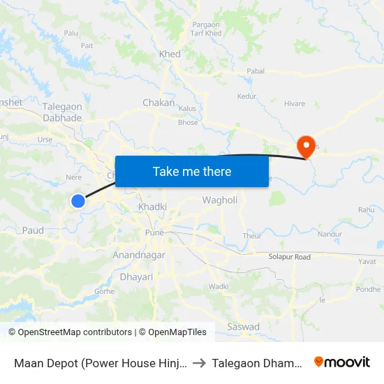 मान डिपो (पावर हाउस हिंजवाडी) to तालेगाव धामधेरे map