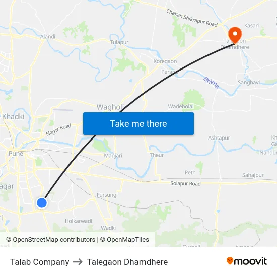 तलाब कंपनी to तालेगाव धामधेरे map