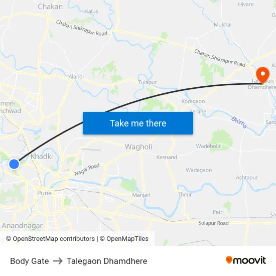 बॉडी गेट to तालेगाव धामधेरे map
