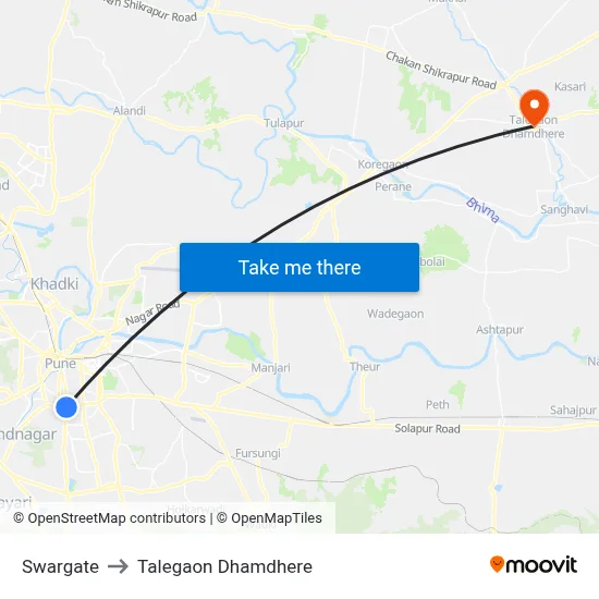 स्वारगेट to तालेगाव धामधेरे map
