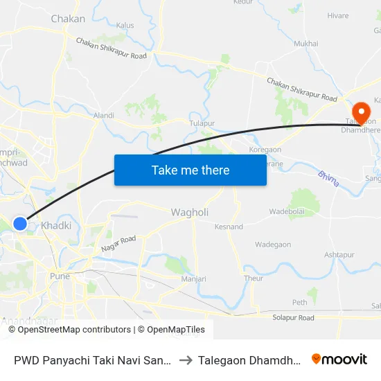 पीडब्ल्यूडी पाण्याची टाकी नवी सांगवी to तालेगाव धामधेरे map
