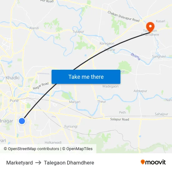 मार्केट यार्ड to तालेगाव धामधेरे map