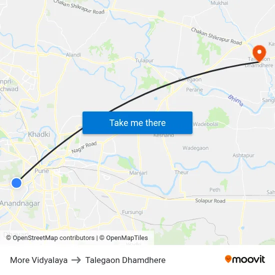 मोरे विद्यालय to तालेगाव धामधेरे map