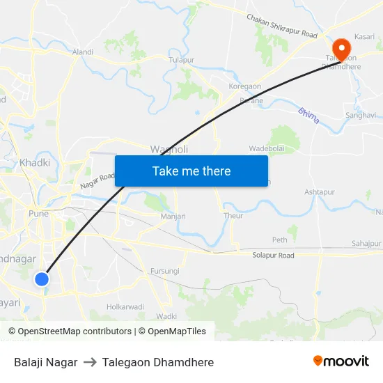 Balaji Nagar - Satara Road to तालेगाव धामधेरे map