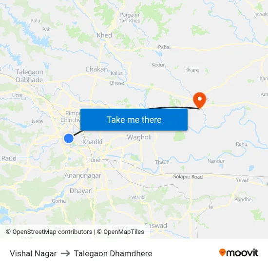 विशाल नगर to तालेगाव धामधेरे map