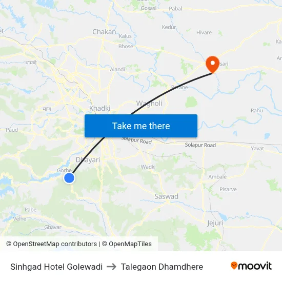सिंहगड होटल गोलेवाडी to तालेगाव धामधेरे map